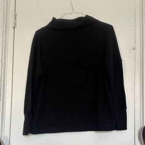 ANDREE BY UNIT Black Ribbed Funnel Neck Sweater